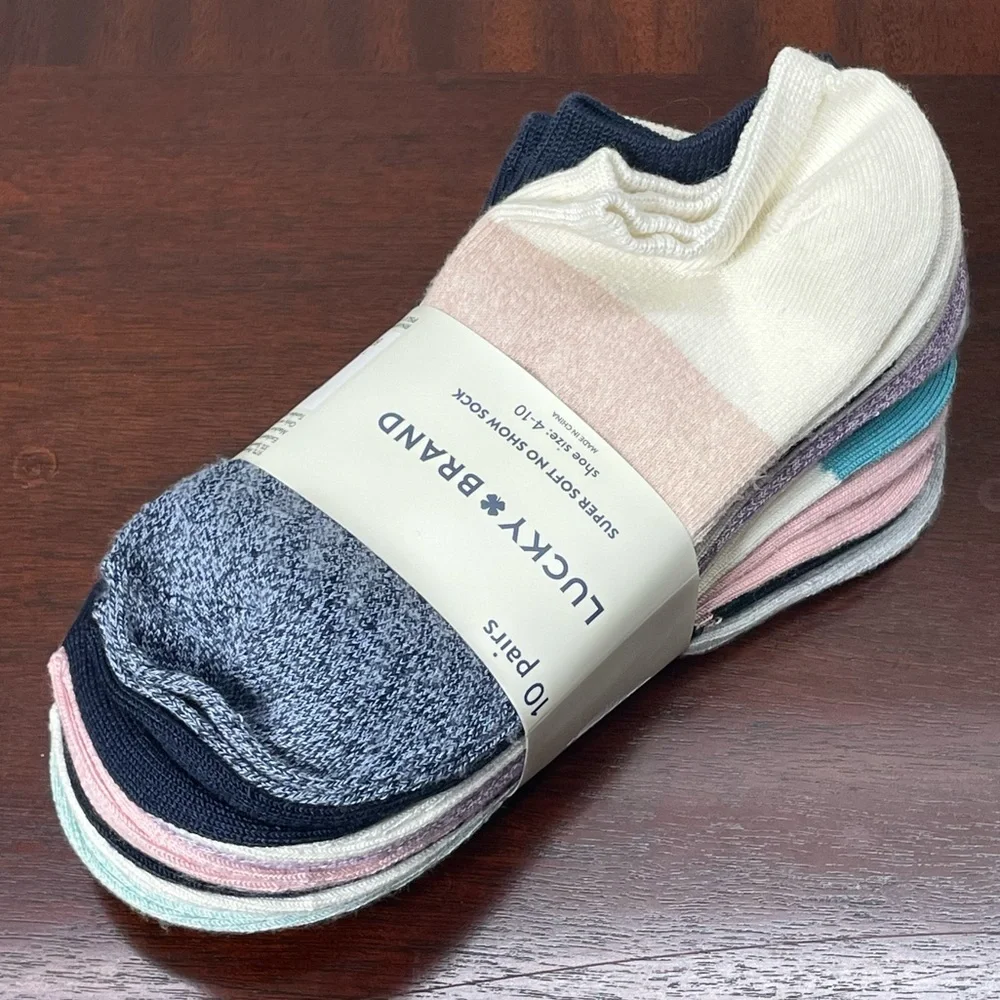 Lucky Brand Women's Super Soft No Show Socks 10 Pairs Size 4-10 Multi Colors New